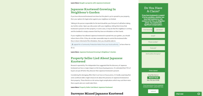 Downloadable content example on Knotweed Help's website.